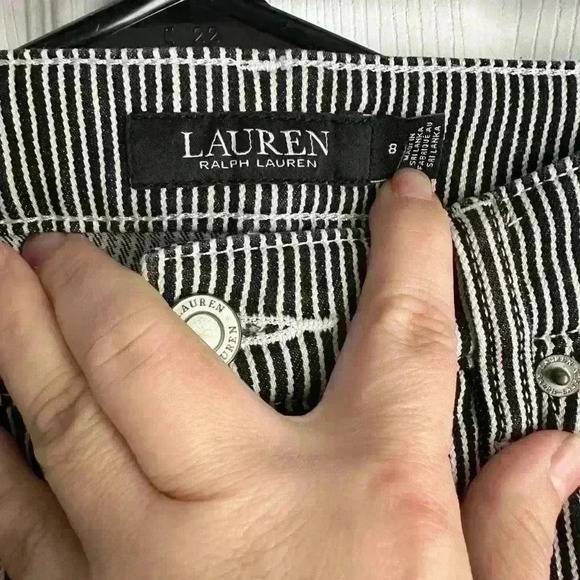 Lauren by Ralph Lauren Black and White Striped Denim - Picture 4 of 4